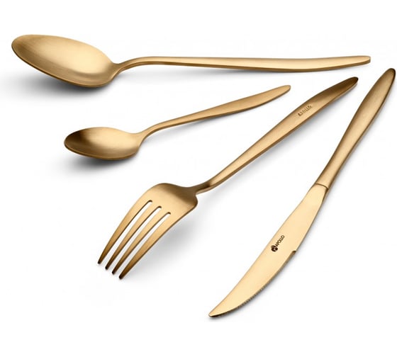 Изображение товара Набор столовых приборов APOLLO Lungo Matt Gold 16 предметов, на 4 персоны LMG-16