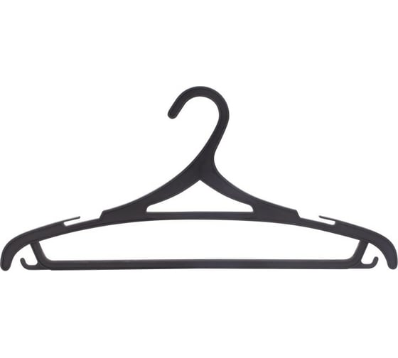 Изображение товара Вешалки-плечики ЛЮБАША размер 46-48, комплект 3 шт, плоские, перекладина, крючки, черные 605547