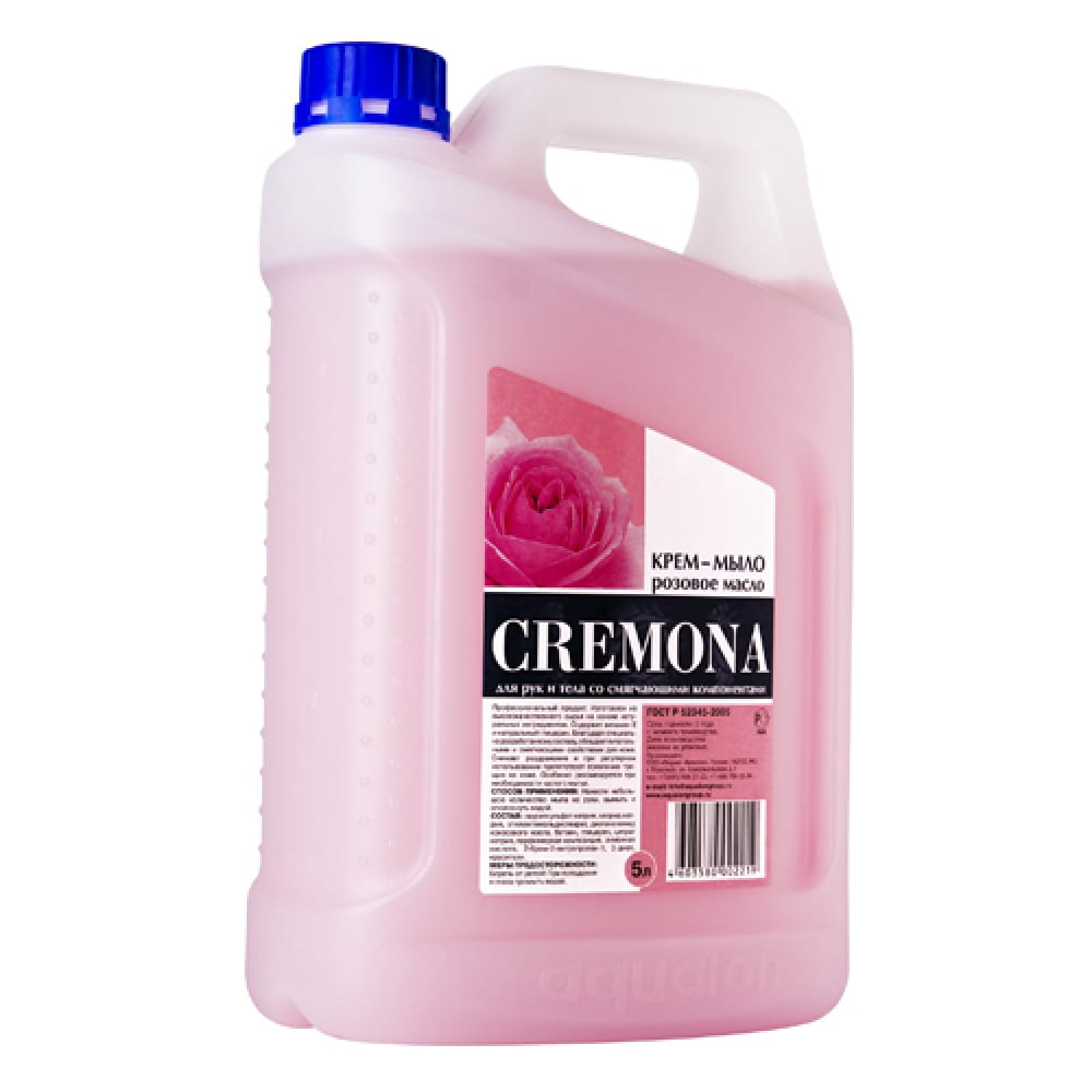 фото Мыло-крем кремона премиум жидкое, 5 л, "розовое масло", перламутровое, из натуральных компонентов