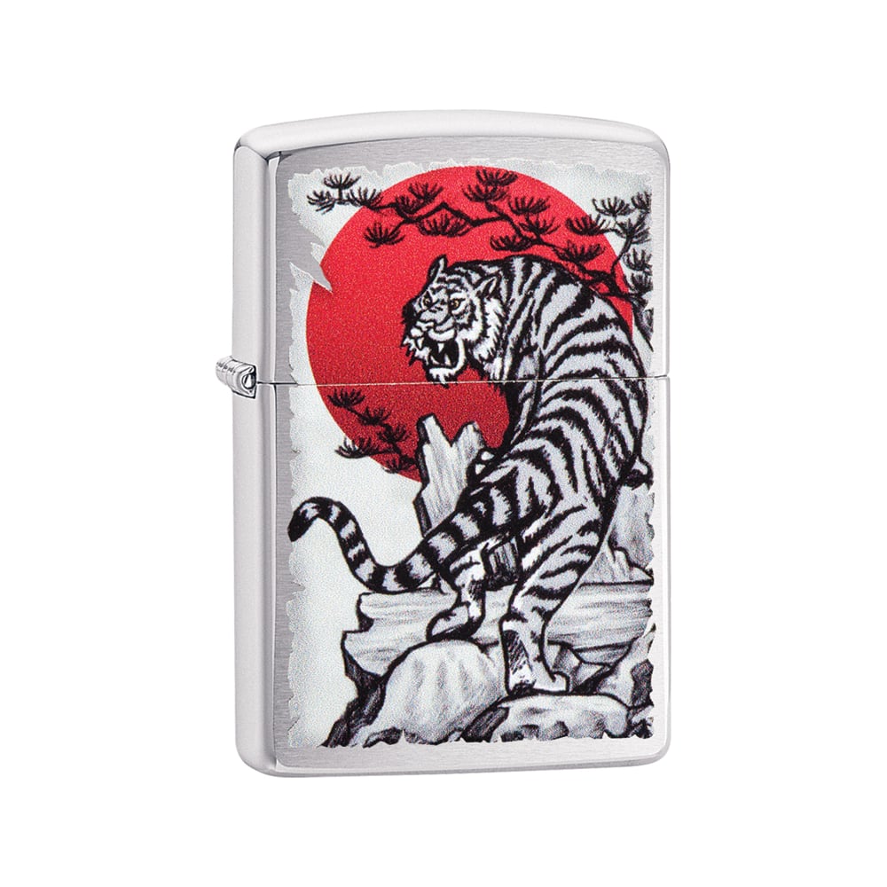 Изображение товара Зажигалка ZIPPO Asian Tiger с покрытием Brushed Chrome 38x13x57 мм