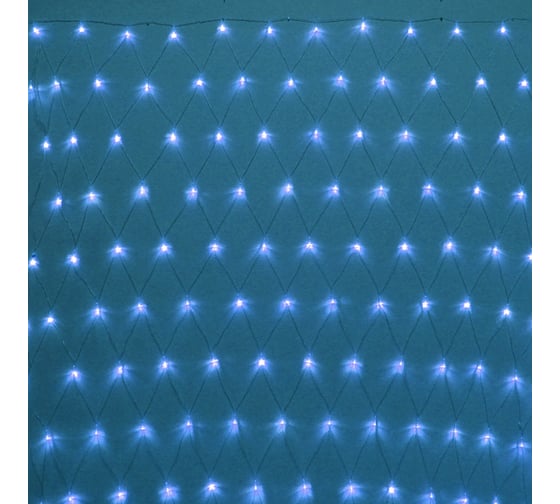Изображение товара Гирлянда для дома Серпантин СЕТКА ш2,0* в1,5м 144 лампы LED, прозрачный провод,8 режимов IP-20, Синий (возможность соединения) 183-755