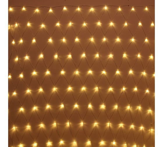 Изображение товара Гирлянда для дома Серпантин СЕТКА ш2,0* в1,5м 144 лампы LED прозрачный провод,8 режимов IP-20, Теплый белый (возможность соединения) 196-174