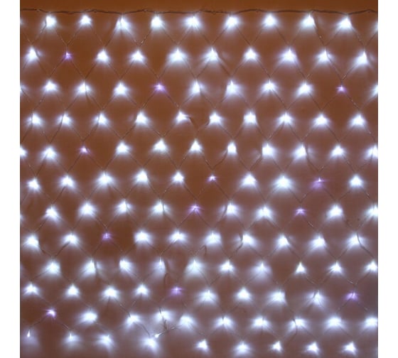 Изображение товара Гирлянда для улицы Серпантин СЕТКА "Мерцание" ш2,0* в1,5 м 192 ламп LED, прозрачный провод, 1 режим,IP-54, Белый (возможность соединения) 183-191