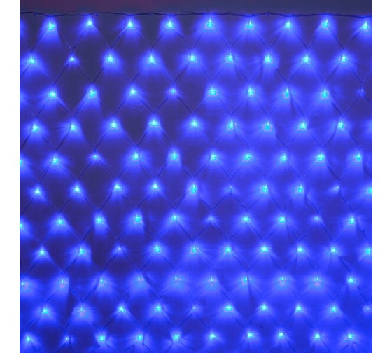 Изображение товара Гирлянда для улицы Серпантин СЕТКА "Мерцание" ш2,0* в1,5 м 192 ламп LED, прозрачный провод, 1 режим,IP-54, Синий (возможность соединения) 183-940