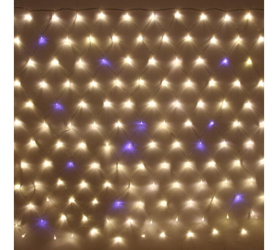 Изображение товара Гирлянда для улицы Серпантин СЕТКА "Мерцание" ш2,0* в1,5 м 192 ламп LED, прозрачный провод, 1 режим,IP-54, Теплый белый, белое мерцание (возможность соединения) 183-203