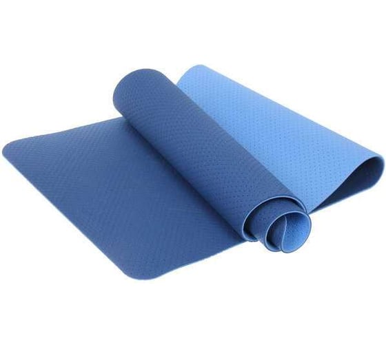 Изображение товара Коврик для йоги Sportage "Sports time" 6 мм, 183x61 см, перфорированный, ТРЕ, голубой/синий 255-254