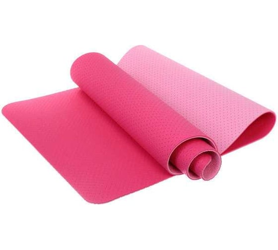 Изображение товара Коврик для йоги Sportage "Sports time" 6 мм, 183x61 см, перфорированный, ТРЕ, св.розовый/розовый 255-255