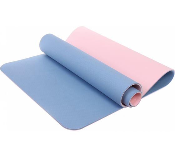 Изображение товара Коврик для йоги Sportage "Энергия" 8 мм, 183x68 см, 2х сторонний, TPE, голубой/розовый 255-145