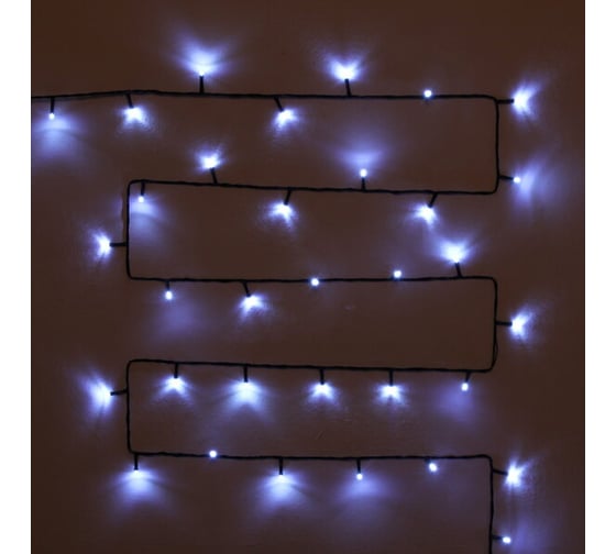 Изображение товара Гирлянда для улицы Серпантин "Мерцание" 11м 120 ламп LED чёрный провод, 1 режим,IP-54, Белый (возможность соединения) 183-743