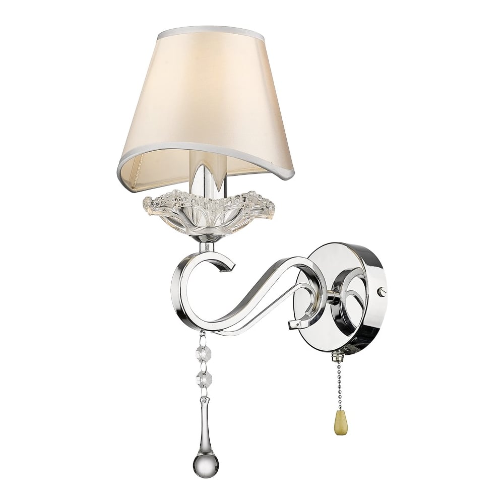 Изображение товара Бра Velante 298-101-01 с хромированной арматурой и плафоном бежевого цвета