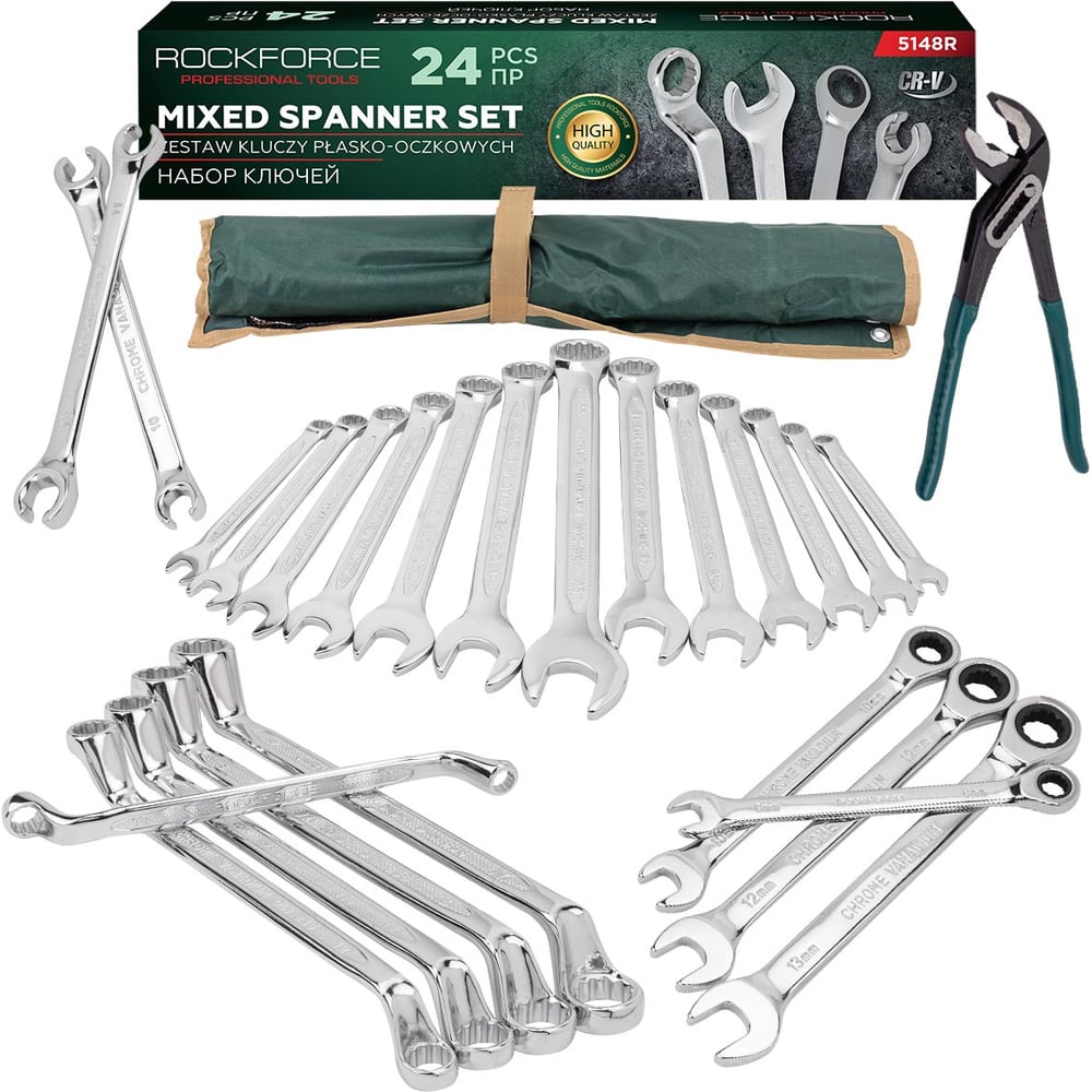 Изображение товара Набор ключей ROCKFORCE универсальный 24пр на полотне RF-5148R