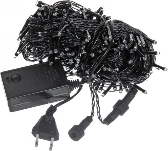 Изображение товара Гирлянда для улицы Серпантин 25м 300 ламп LED чёрный провод, 8 режимов IP-54, Белый (возможность соединения) 183-752