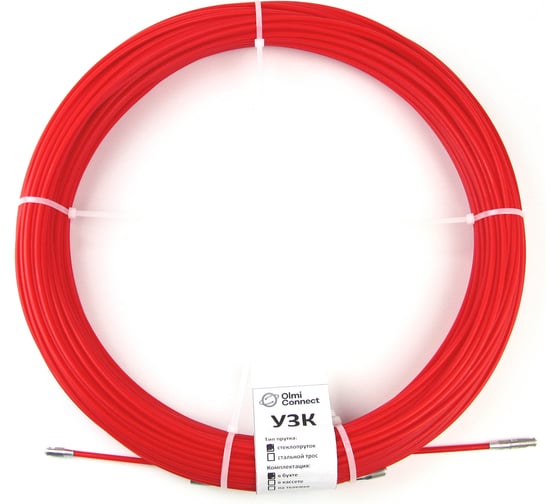 Изображение товара Протяжка для кабеля OlmiOn УЗК, мини, d=3,5 мм, L=120 м, в бухте, красный СП-Б-3,5/120