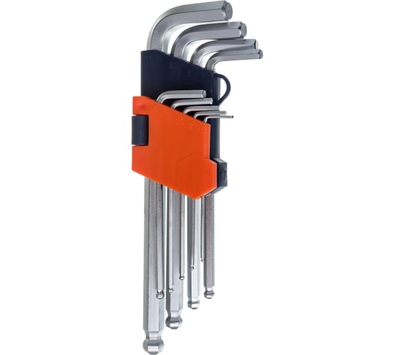 Изображение товара Набор шестигранных ключей МастерАлмаз с шаром, длинные, 9 шт, 1,5-10,00 мм 10501041