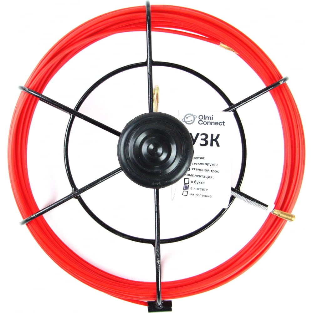 фото Протяжка для кабеля olmion узк, мини, d=3,5 мм, l=130 м, в кассете №2, красный сп-к2-3,5/130
