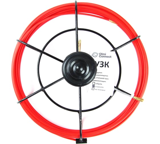 Изображение товара Протяжка для кабеля OlmiOn УЗК, мини, d=3,5 мм, L=130 м, в кассете №2, красный СП-К2-3,5/130