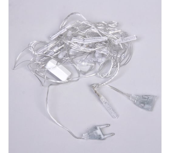 Изображение товара Гирлянда для дома Серпантин 4,0 м 20 ламп LED с насадками ЛЬДИНКА, прозрачный провод, 1 режим.,IP-20 Теплый белый (возможность соединения) 725-970