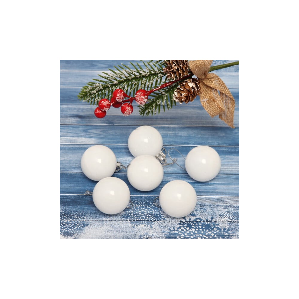 Изображение товара Новогодние шары Серпантин 4 см Белый Глянец 6 шт.