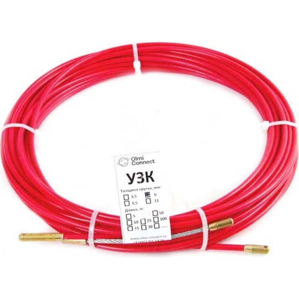 фото Протяжка для кабеля olmion узк, мини, d=6 мм, l=110 м, в бухте, красный сп-б-6/110