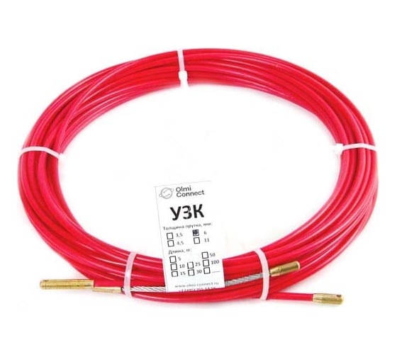 Изображение товара Протяжка для кабеля OlmiOn УЗК, мини, d=6 мм, L=110 м, в бухте, красный СП-Б-6/110