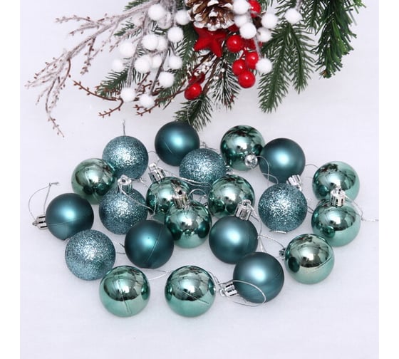Изображение товара Новогодние шары Серпантин 4 см, 24 шт., Микс фактур, темный нефрит 652-241