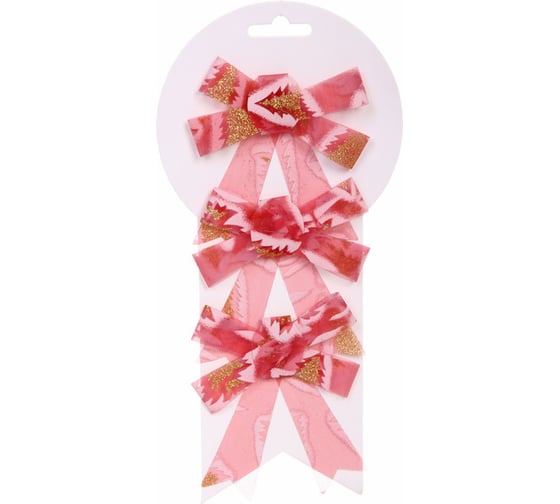 Изображение товара Бант на ёлку Серпантин Очарование 9х11 см, 3 шт., Красный 185-0676