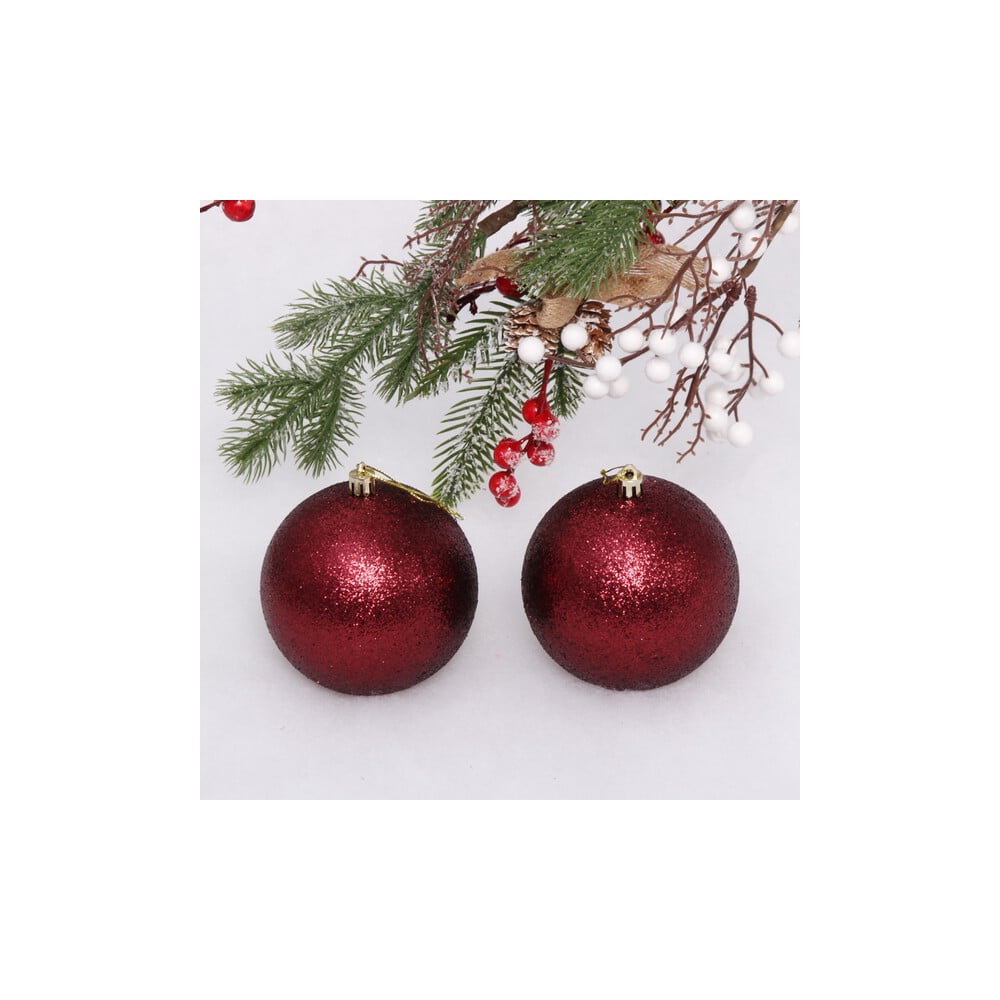 Изображение товара Новогодние шары Серпантин 10 см 2 шт Глиттер темный рубин праздничное украшение