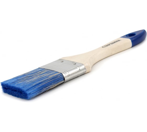 Изображение товара Плоская кисть для водных красок и лаков ZOLDER 50 х 12 мм, искусственная щетина, деревянная ручка 05014aqz