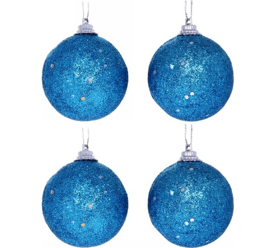 Изображение товара Новогодние шары Серпантин 5 см, 4 шт., Блестящее напыление, голубой 201-0535
