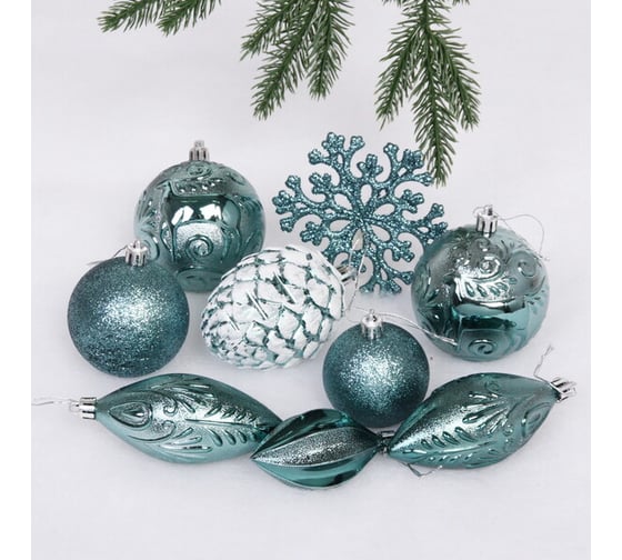 Изображение товара Набор украшений Серпантин Рождество 26 предметов, изумруд 201-1253