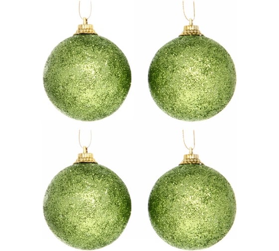 Изображение товара Новогодние шары Серпантин 5 см, 4 шт., Блестящее напыление, салатовый 201-0536