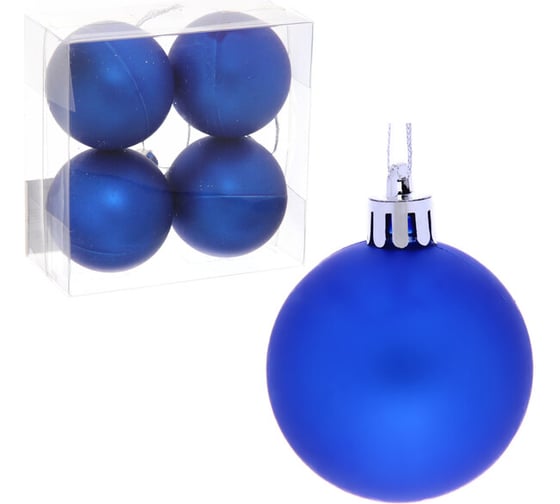 Изображение товара Новогодние шары Серпантин 5 см, 4 шт., Матовый, синий 183-854
