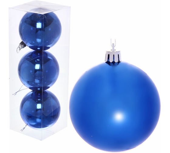 Изображение товара Новогодние шары Серпантин 8 см, 3 шт., Глянец, синий 183-922