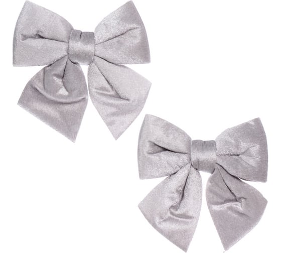 Изображение товара Бант на ёлку Серпантин Велюровый стиль 12х15 см, 2 шт., серебро 201-3524