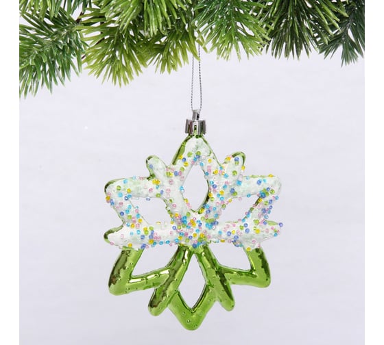 Изображение товара Елочная игрушка Серпантин Зимняя снежинка 10х1х12 см, зеленый 916-1175