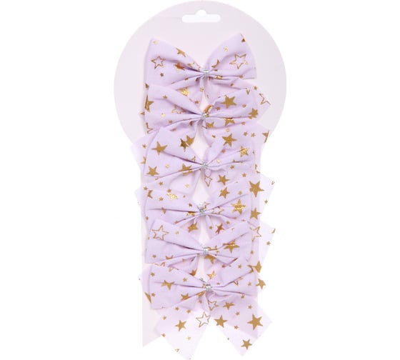 Изображение товара Бант на ёлку Серпантин Звездопад 8.5х9 см, 6 шт., Белый/золото 185-0740