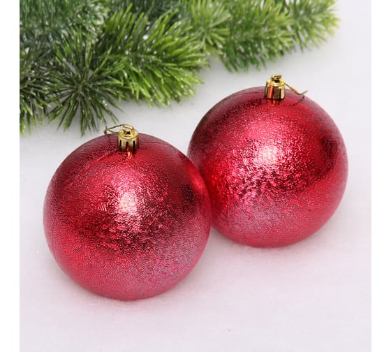 Изображение товара Новогодние шары Серпантин 10см, 2шт., Мягкий блеск, красный 652-311