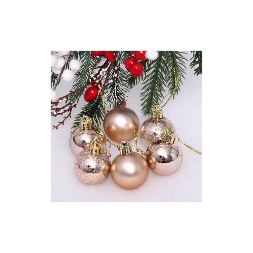 Изображение товара Новогодние шары Серпантин 4 см, 6 шт., цвет шампань с блестками