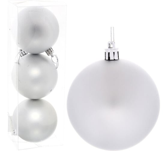 Изображение товара Новогодние шары Серпантин 8 см, 3 шт., Матовый, серебро 183-925