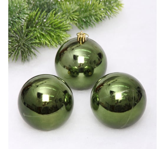 Изображение товара Новогодние шары Серпантин 8 см, 3 шт., Глянец, изумруд 652-390