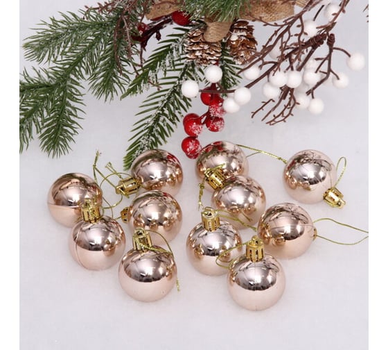 Изображение товара Новогодние шары Серпантин 4 см, 24 шт., Глянец, шампань 201-1379