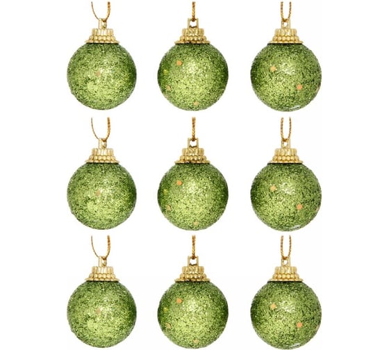 Изображение товара Новогодние шары Серпантин 3 см, 9 шт., Блестящее напыление, салатовый 201-0530
