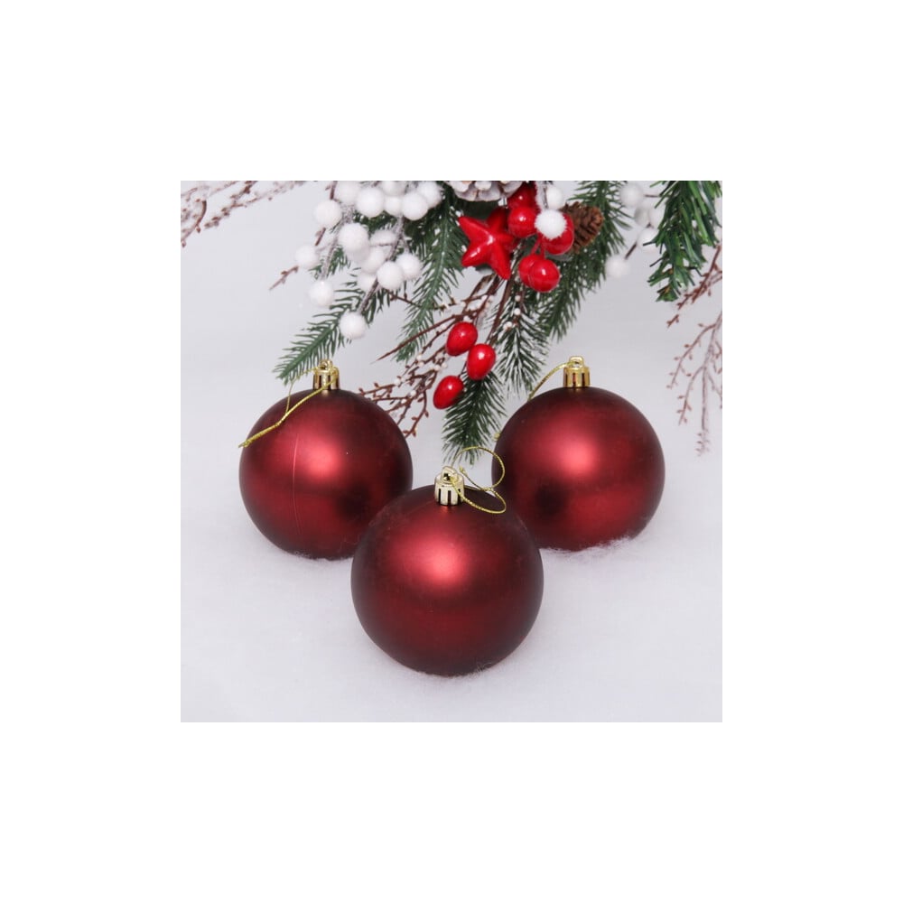 Изображение товара Новогодние шары Серпантин 8 см, 3 шт., Матовый, темный рубин 201-1759