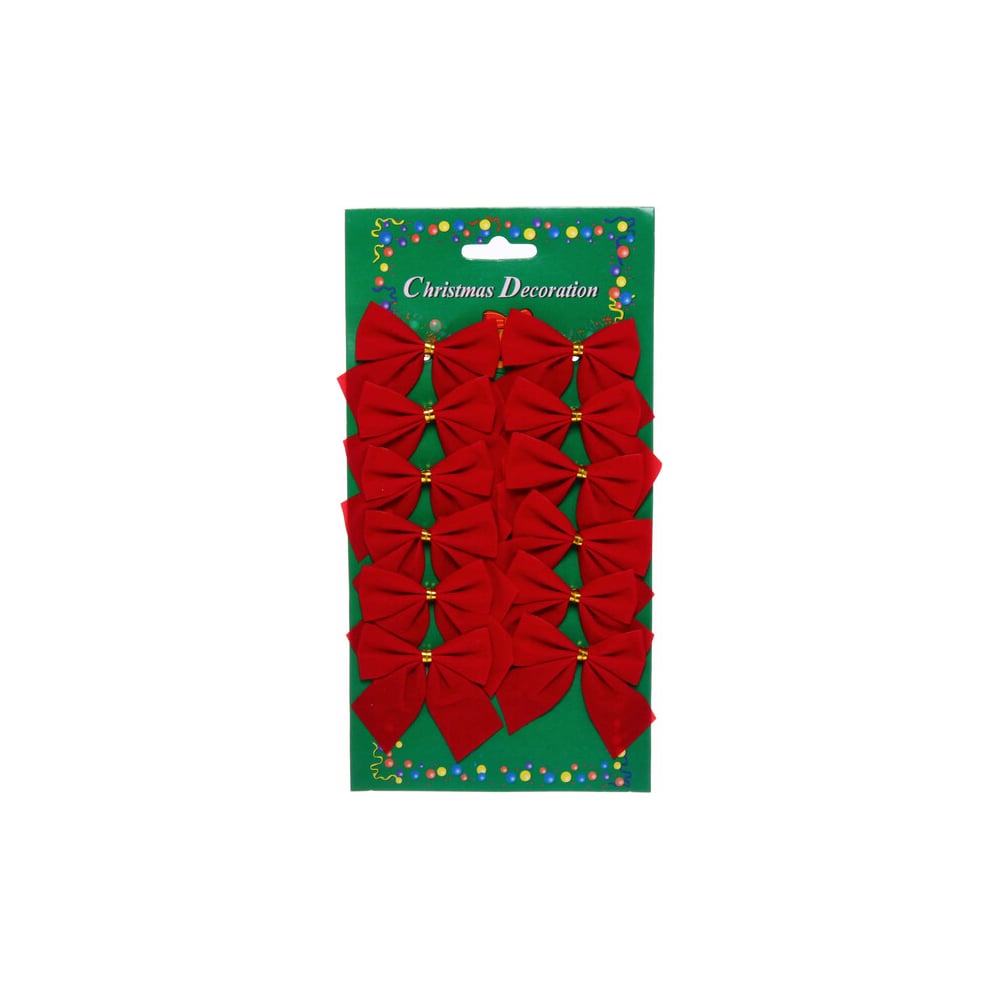 Изображение товара Бант на ёлку Серпантин Красный Бархат 5см, 12 шт.