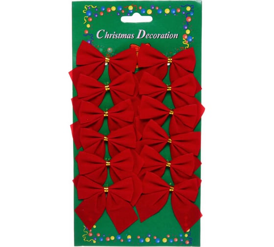 Изображение товара Бант на ёлку Серпантин Красный Бархат 5см, 12 шт., 185-0015