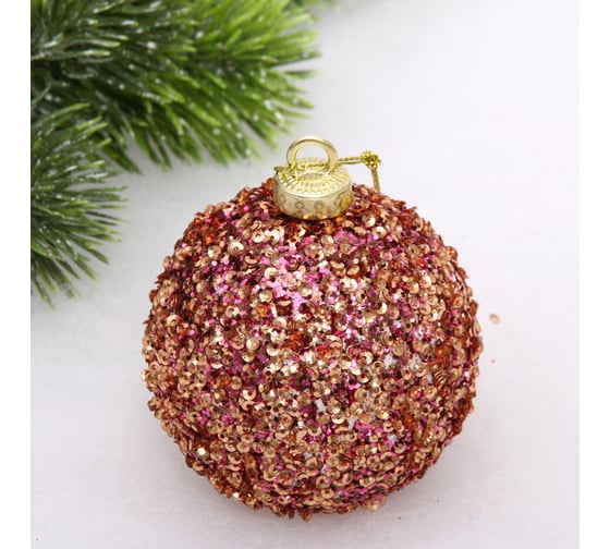 Изображение товара Новогодний шар Серпантин Блеск ночи 8 см, Розовое золото 201-3274