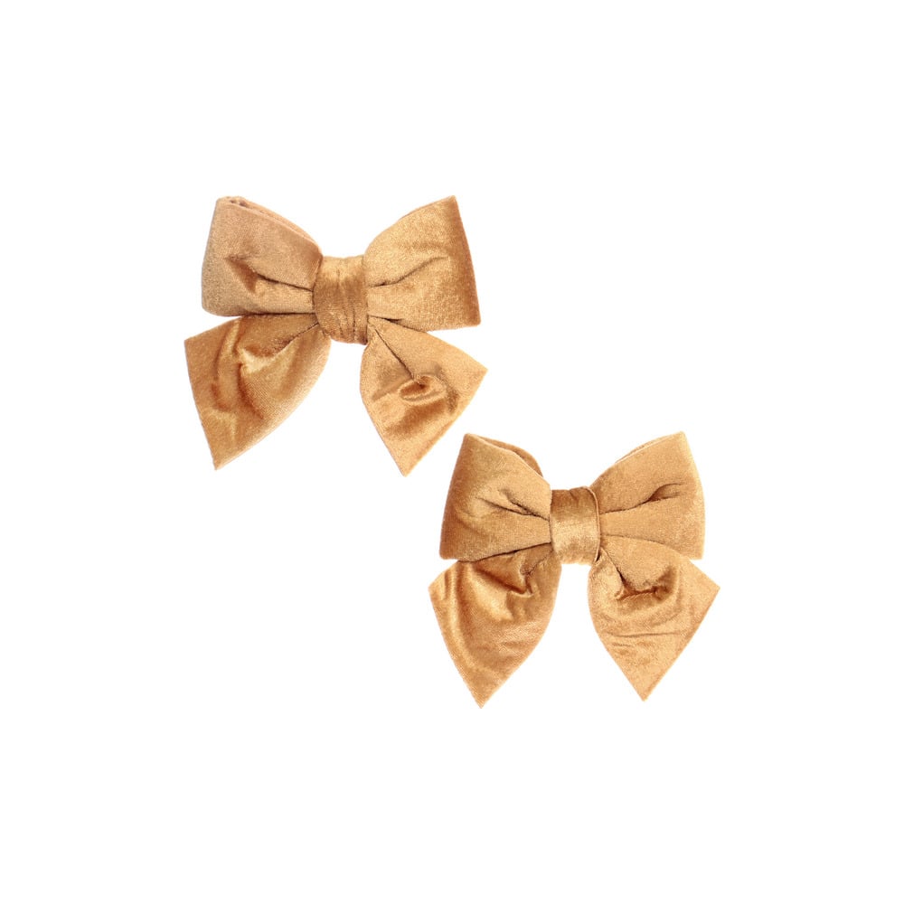 Изображение товара Бант на ёлку Серпантин Велюровый стиль 12х15 см, 2 шт., золото 201-3523