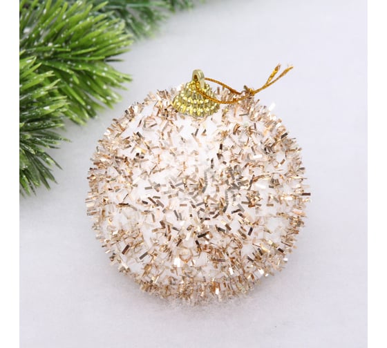 Изображение товара Новогодний шар Серпантин Морозные кристаллы 8 см, Золото 201-3238