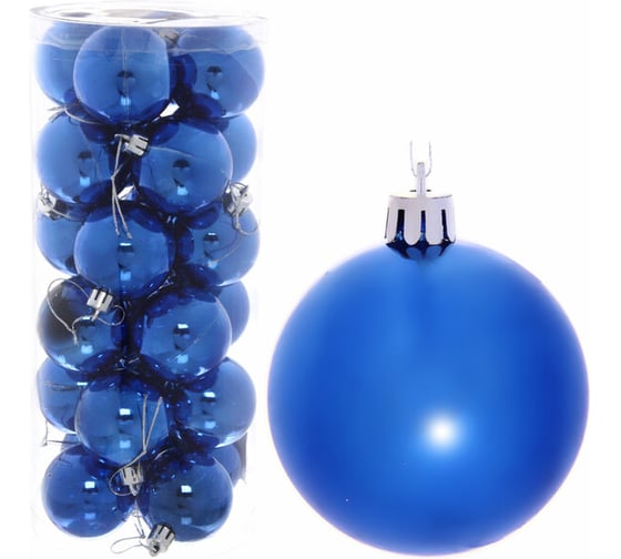 Изображение товара Новогодние шары Серпантин 6 см, 24 шт., Глянец, синий 201-0642