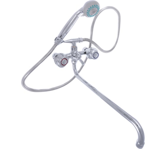 Изображение товара Смеситель для ванны RAIN Кварц длинный излив 40 см., с набором для душа, керамический дивертор, латунь 561-262